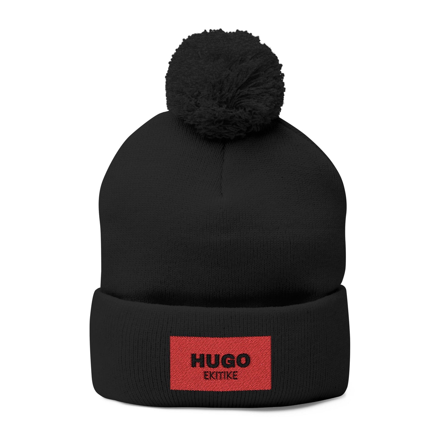 Hugo Ekitike black/red embroidered winter knitted hat